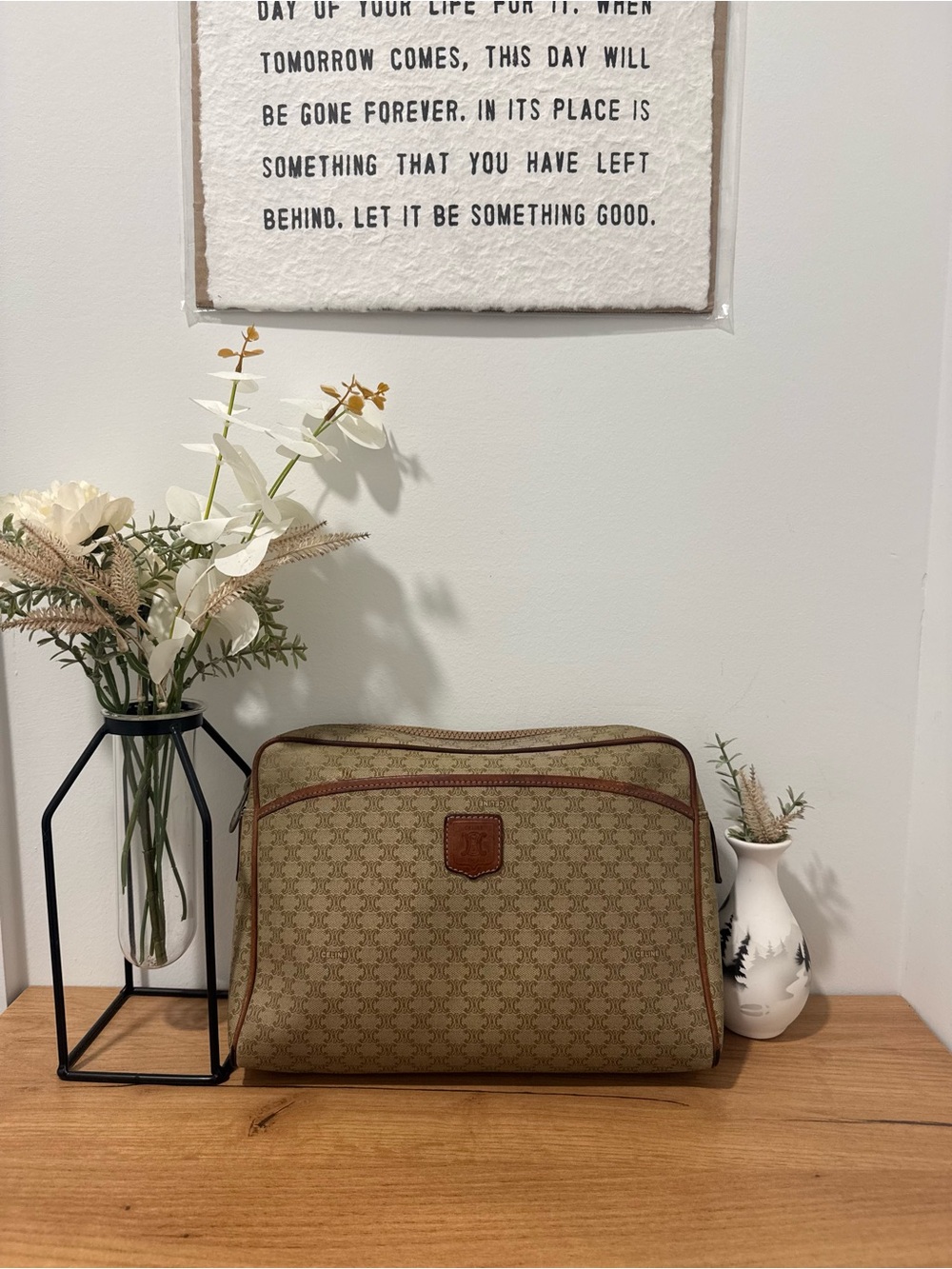 Authentic Vintage Celine Macadam Monogram Clutch Pouch / Cosmetic Case